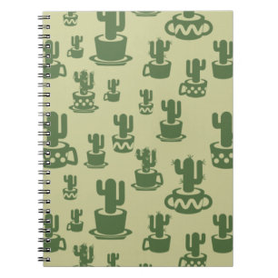 Succulent cactus silhouette in cups and pots  notebook