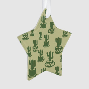 Succulent cactus silhouette in cups and pots ornament