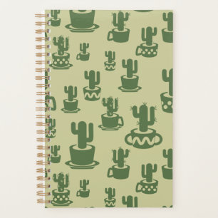 Succulent cactus silhouette in cups and pots  planner