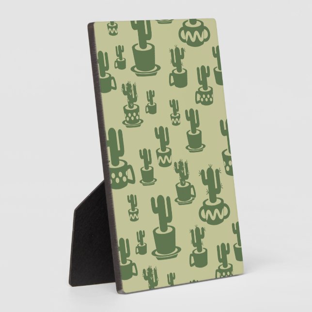 Succulent cactus silhouette in cups and pots  plaque (Side)
