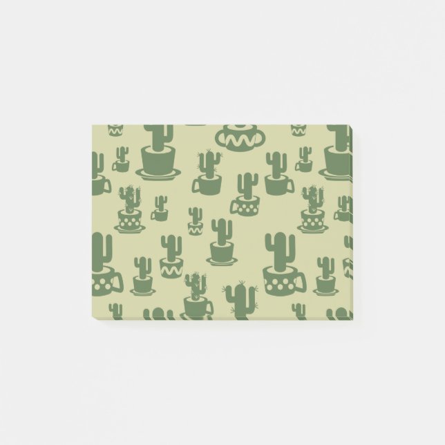Succulent cactus silhouette in cups and pots  post-it notes (Front)