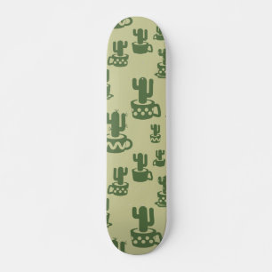 Succulent cactus silhouette in cups and pots skateboard