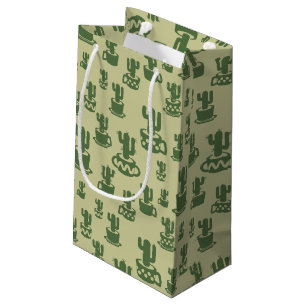 Succulent cactus silhouette in cups and pots  small gift bag