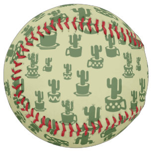 Succulent cactus silhouette in cups and pots softball