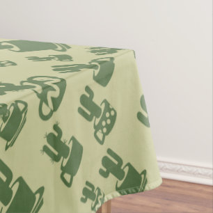 Succulent cactus silhouette in cups and pots tablecloth