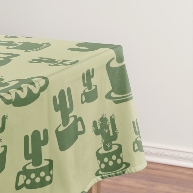 Succulent cactus silhouette in cups and pots tablecloth (In Situ)
