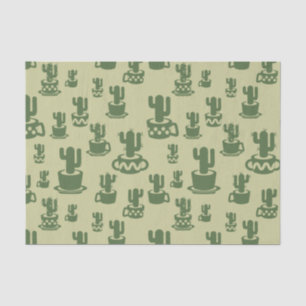 Succulent cactus silhouette in cups and pots  tissue paper