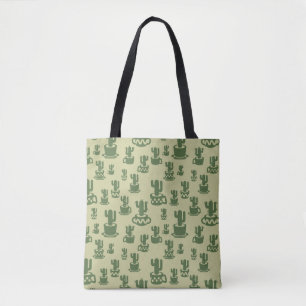 Succulent cactus silhouette in cups and pots tote bag