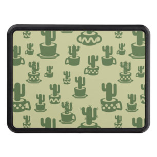 Succulent cactus silhouette in cups and pots trailer hitch cover