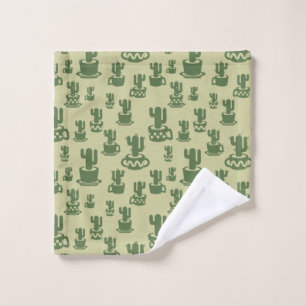 Succulent cactus silhouette in cups and pots  wash cloth