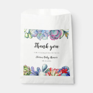Succulent cactus watercolor Baby shower Favour Bag