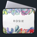 Succulent cactus watercolor laptop sleeve<br><div class="desc">A modern and original design for this watercolor collection: colourful cacti and succulents,  the good mix between a classical botanical design and a bold theme with desert plants. Perfect for all the cactus lovers!</div>