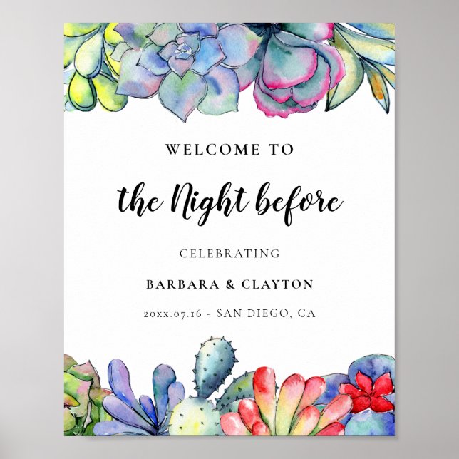 Succulent cactus Welcome to the night before Poster (Front)
