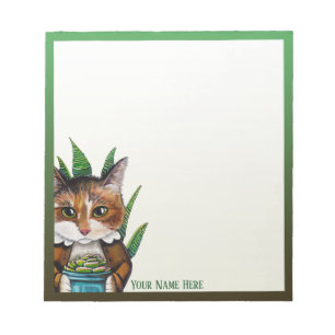 Succulent Calico Cat - Personalized Notepad