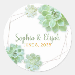 Succulent Charm Wedding Favour Classic Round Sticker