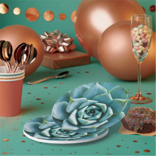 Succulent Closeup Paper Plate