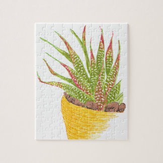 Succulent Dans Jaune Pot Jigsaw Puzzle