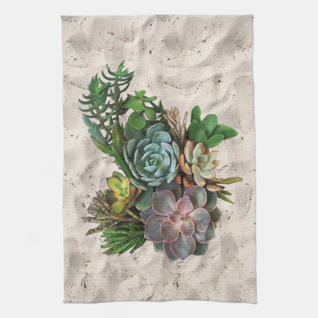 Succulent decor kitchen towel (Vertical)