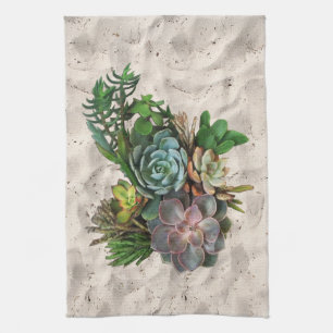 Succulent decor kitchen towel