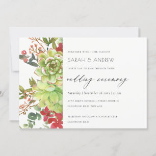 Succulent Desert Cactus Red Floral Wedding Invite