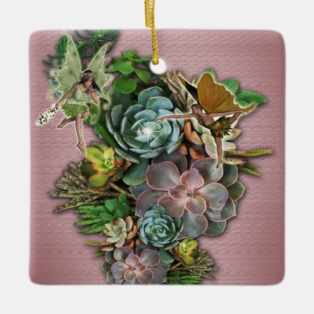 Succulent displays  ceramic ornament (Front)