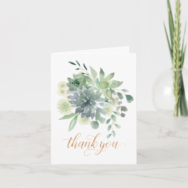 Succulent et Carte de remerciements verdoyant (Devant)