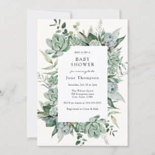 Succulent Eucalyptus Greenery Baby Shower Invitation