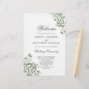 Succulent Eucalyptus Leaves Wedding Program