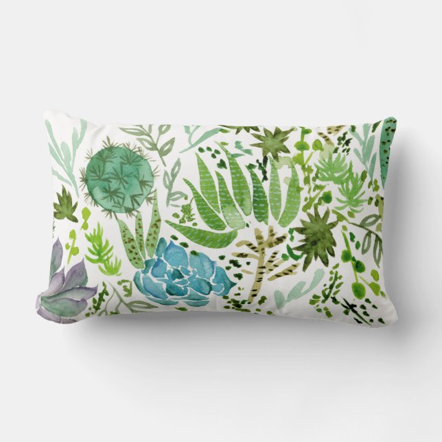 Succulent Field I Lumbar Pillow (Front)