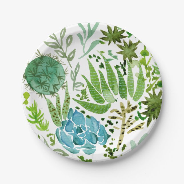 Succulent Field I Paper Plate (Front)