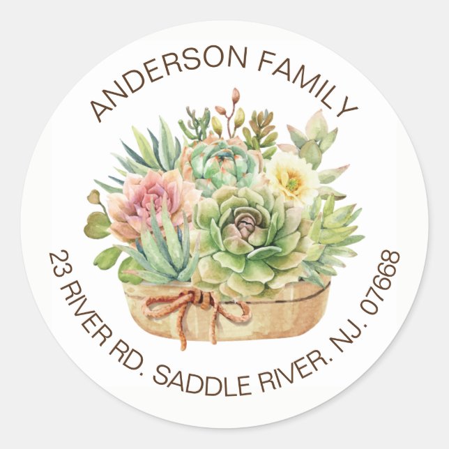 Succulent Floral Address Label  (Front)