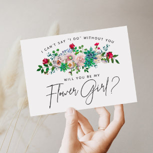 Succulent Floral Flower Girl Card
