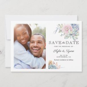 Succulent Floral Save the Date Photo