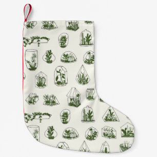 Succulent Florarium: Vintage Geometric Design. Small Christmas Stocking