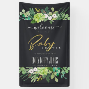 SUCCULENT FOLIAGE WATERCOLOR BABY SHOWER WELCOME BANNER