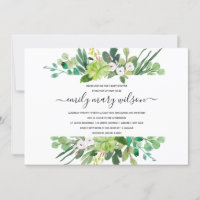 SUCCULENT FOLIAGE WREATH WATERCOLOR BABY SHOWER