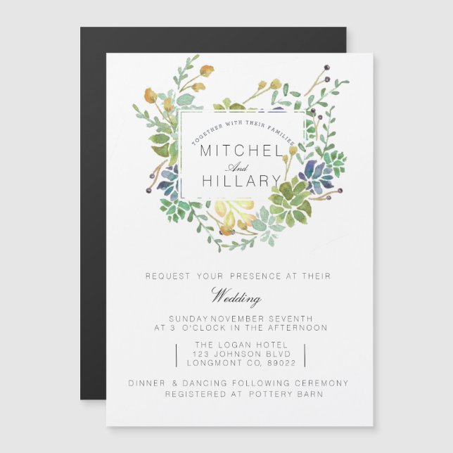 Succulent Frame Magnetic Invitation (Front/Back)