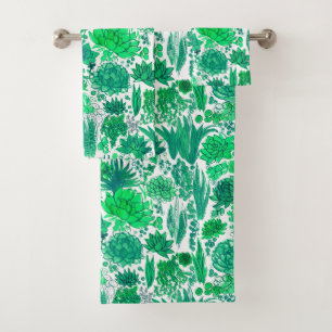 Succulent garden bath towel set