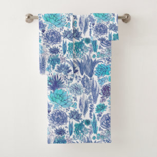 Succulent garden bath towel set