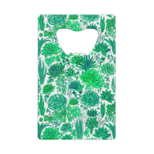 Succulent garden credit card bottle opener