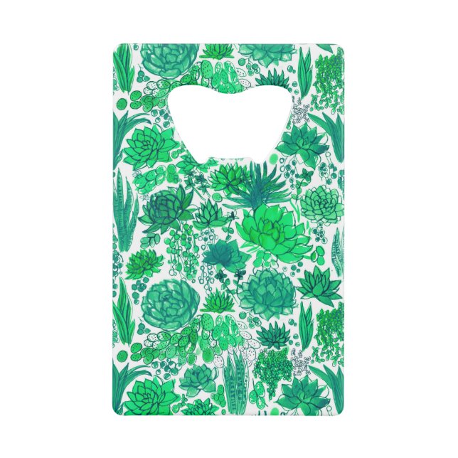 Succulent garden credit card bottle opener (Front)