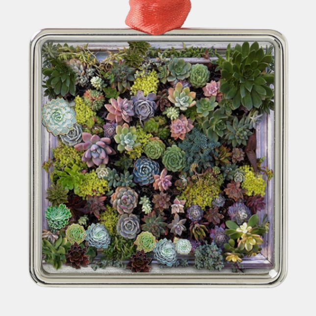 Succulent garden design metal ornament (Front)