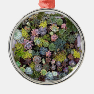 Succulent garden design metal ornament