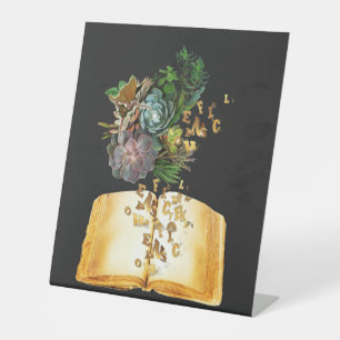 Succulent garden design pedestal sign