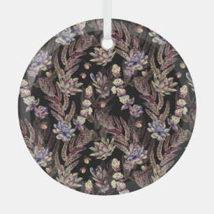 Succulent Garden: Fashionable Floral Pattern Glass Ornament