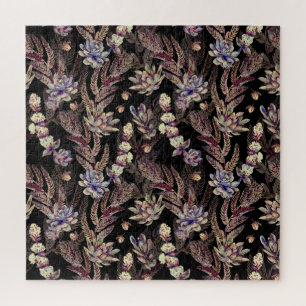 Succulent Garden: Fashionable Floral Pattern Jigsaw Puzzle