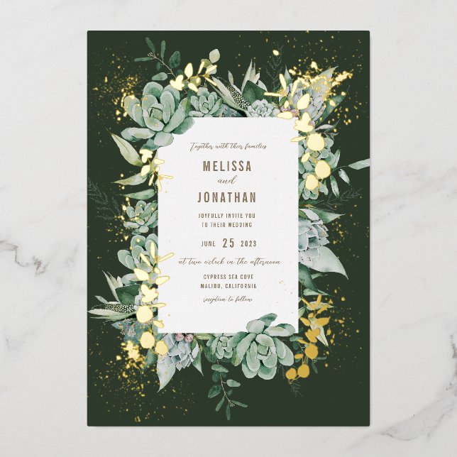 Succulent Garden Foil Invitation (Front)