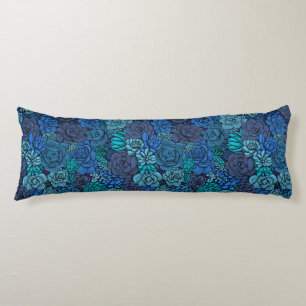Succulent garden in blue body pillow