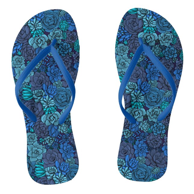 Succulent garden in blue flip flops (Footbed)