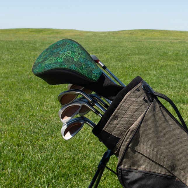 Succulent garden in green golf head cover (In Situ)